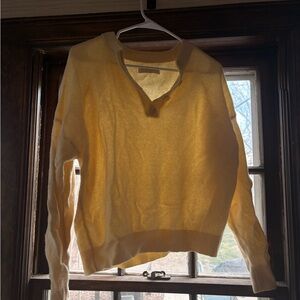 Abercrombie & Fitch Pale Yellow Button-Neck Sweater